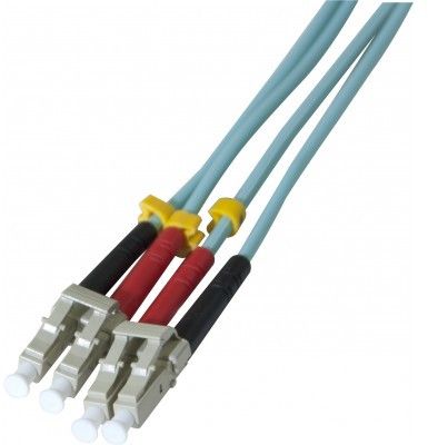 Exertis Connect LC/UPC Multimode Fiber Optic Cable, 3m, 2mm, Duplex, OM3, 50/125 Microns, Halogen-Free, Aqua