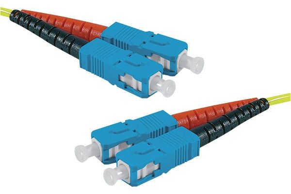 Exertis Connect SC/UPC (M) to SC/UPC (M) Cable - 2m, 2mm, Optical Fiber, Duplex, 9/125 µm, OS2, Halogen-Free, Yellow