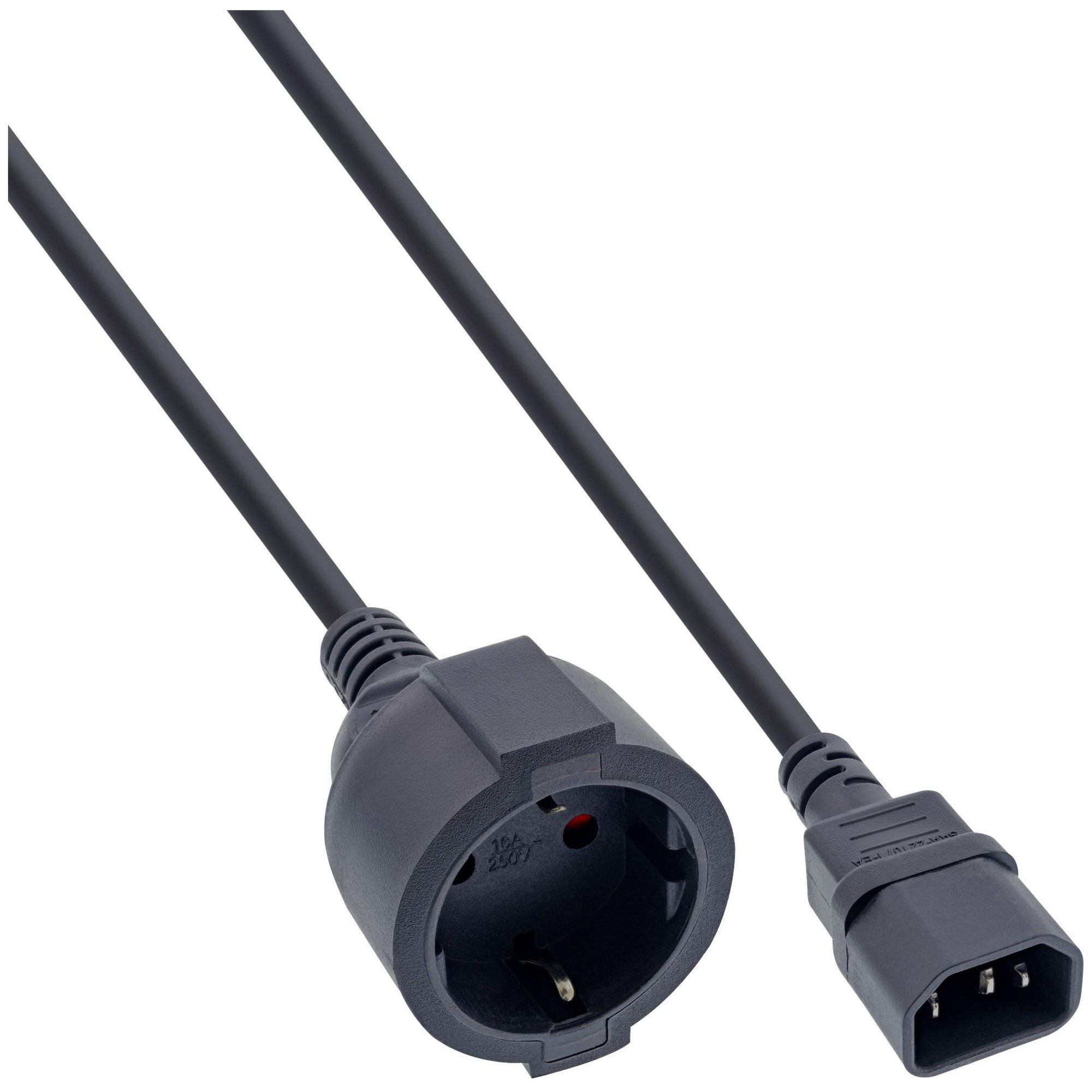 InLine Power Cable 0.5m F Plug to C14 Coupler Black
