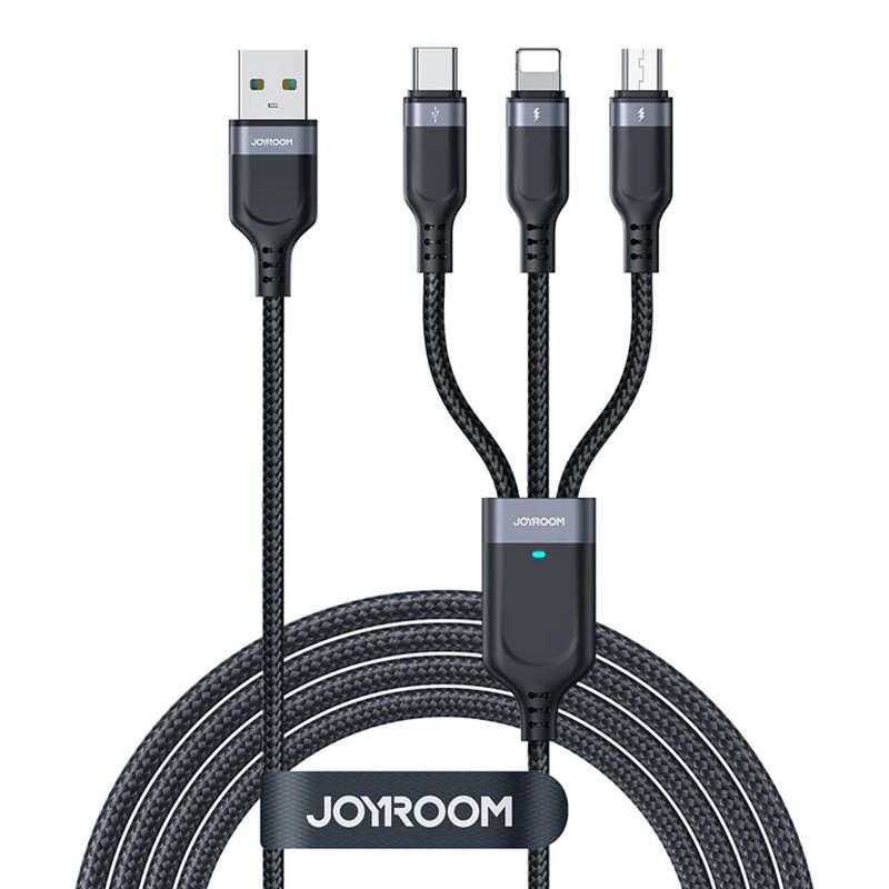 Joyroom 3-in-1 USB Cable S-1T3018A18, 3.5A, 1.2m (Black)