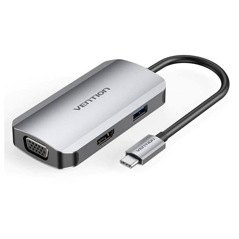 Vention TOAHB USB 3.2 Gen 1 (3.1 Gen 1) Type-C Docking Station, Grey/Silver