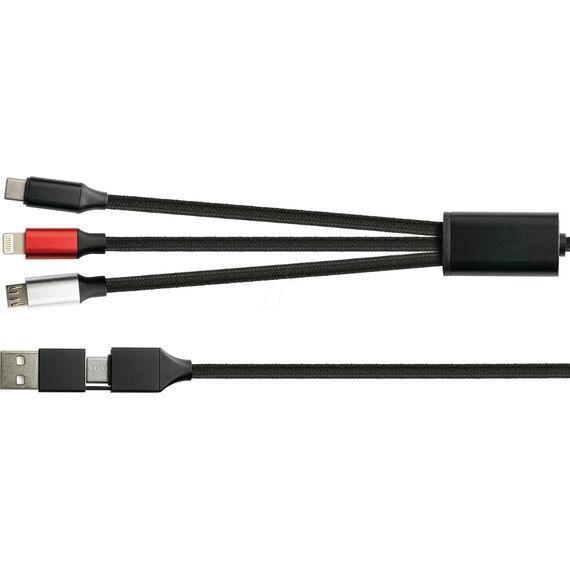 Good Connections 6-in-1 USB Cable (USB-C/USB-A to Micro-USB/Lightning, Black, 4 Feet)