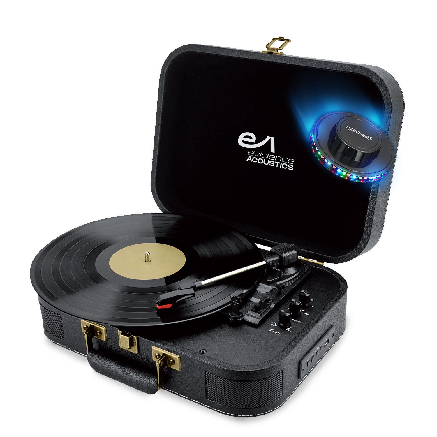 Evidence Acoustics EA-PL100-BK Vinyl Turntable - 20W Power, 3 Speeds, Bluetooth & USB