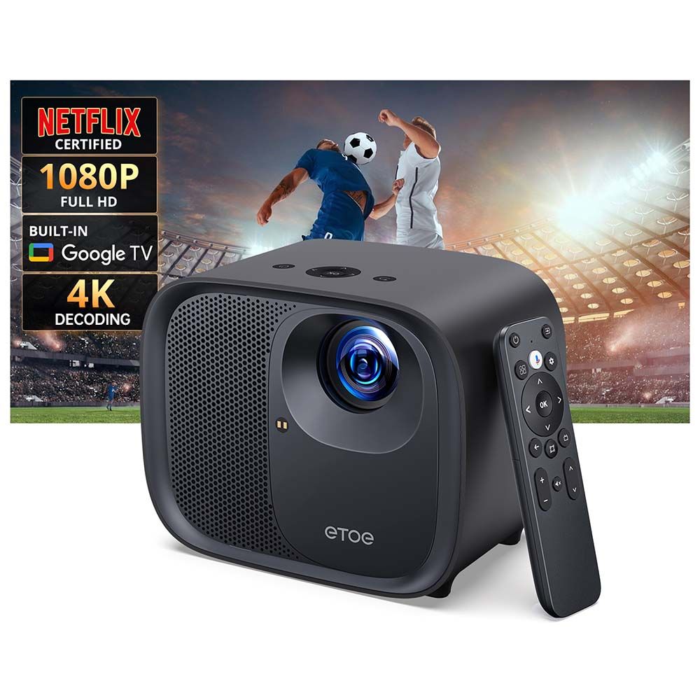 Proyector ETOE E3 Pro - 600 ANSI, nativo 1080p, decodificación 4K, enfoque automático y corrección trapezoidal, WiFi de banda doble, 20W de audio - Enchufe UE