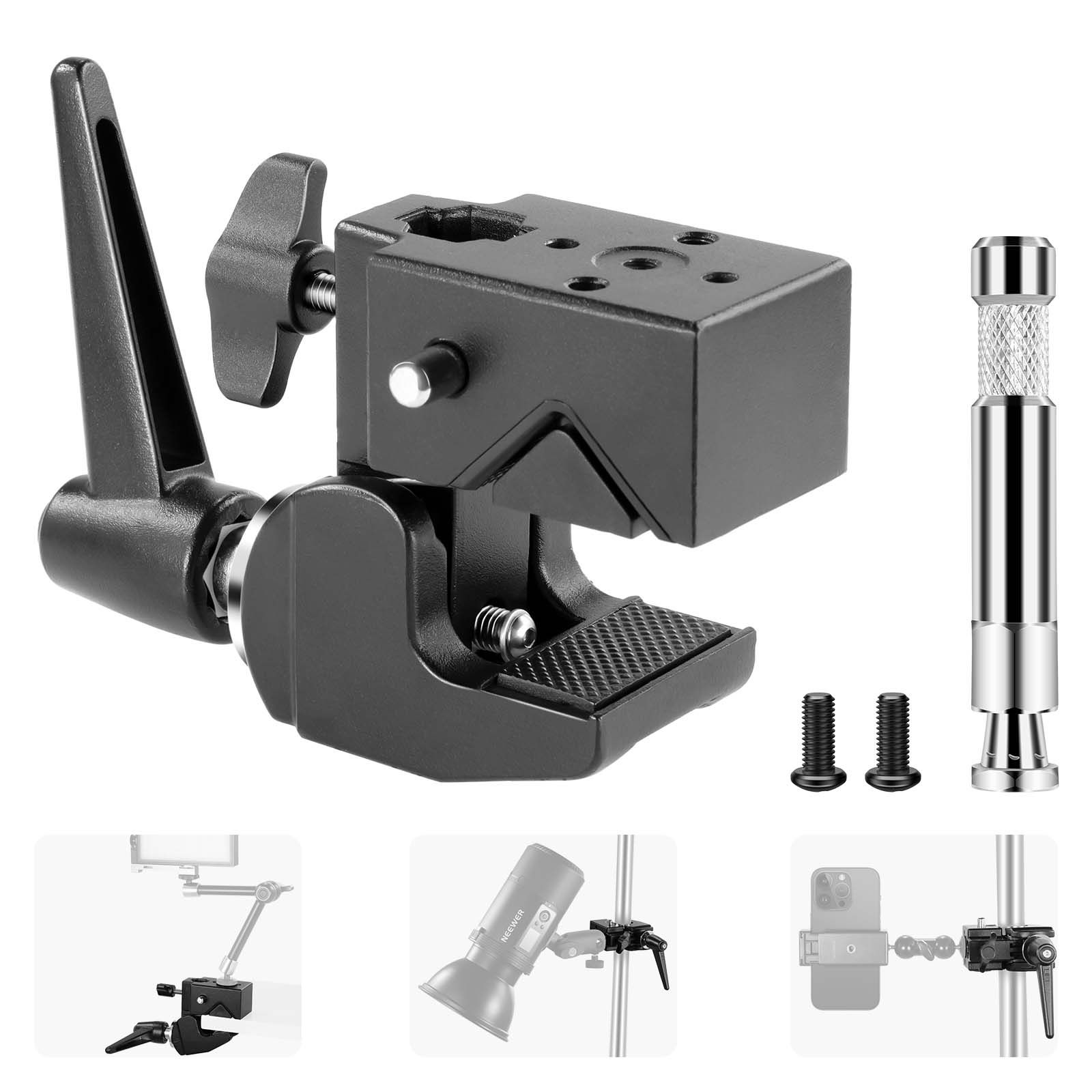 Clamp Neewer Super, écrou de 5/8", verrouillage à ressort, poignée mâchoire de 2,4