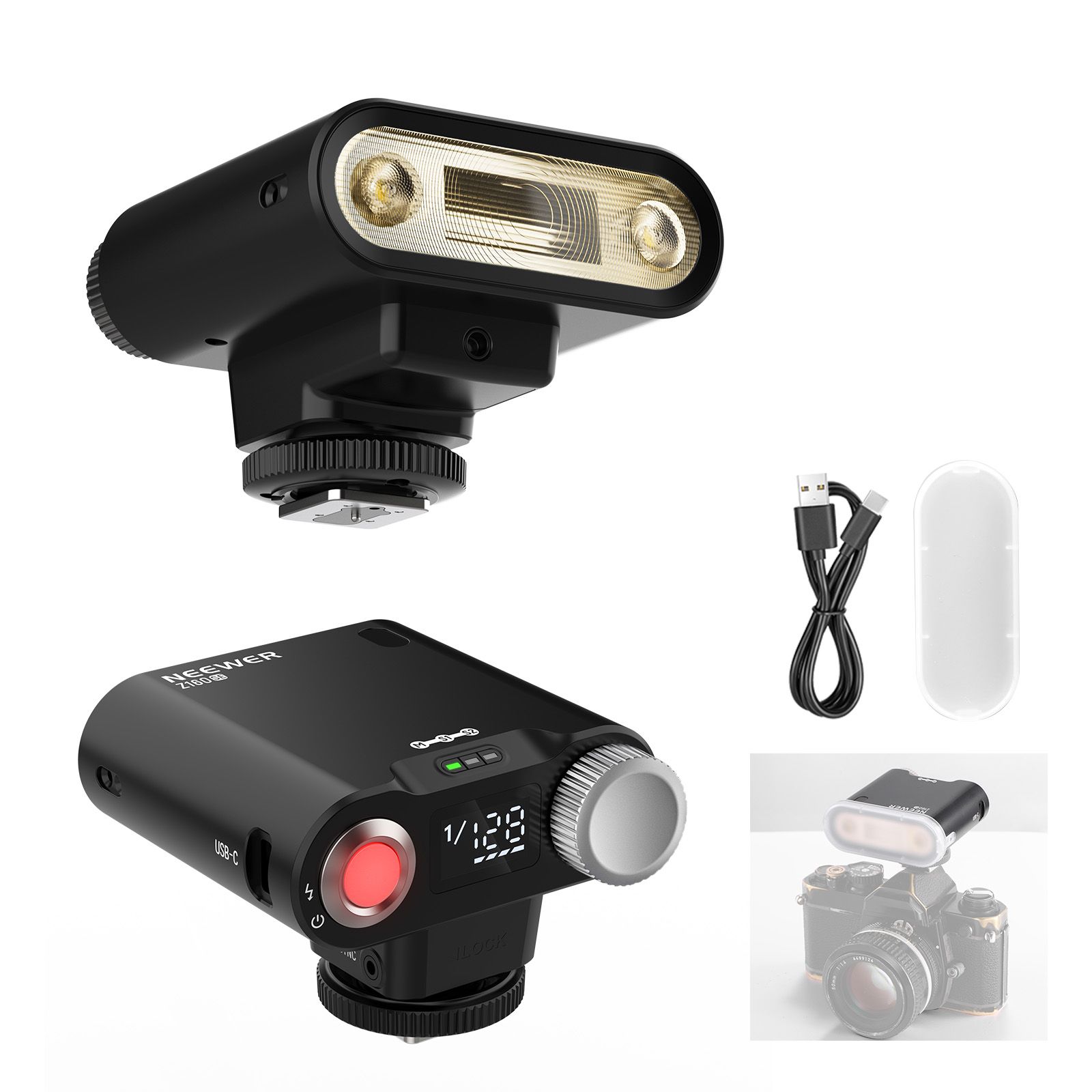 Flash cámara Neewer Z160 SE, iluminación de estudio a potencia completa 650, modo de alimentación manual 1/1-1/128 & S1/S2, compatible con Canon Nikon Sony Fuji Olympus
