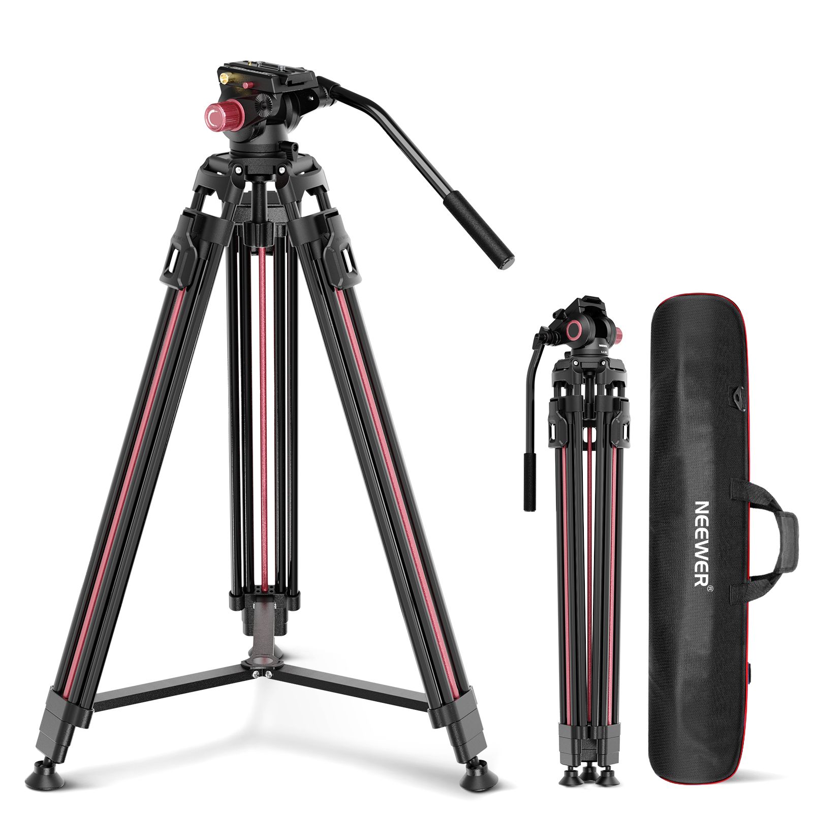 Trípode Neewer de 2 metros con cabezal fluido, aleación de aluminio de alto rendimiento con bloqueo rápido y placa QR compatible con cámaras DSLR Canon, Nikon, Sony