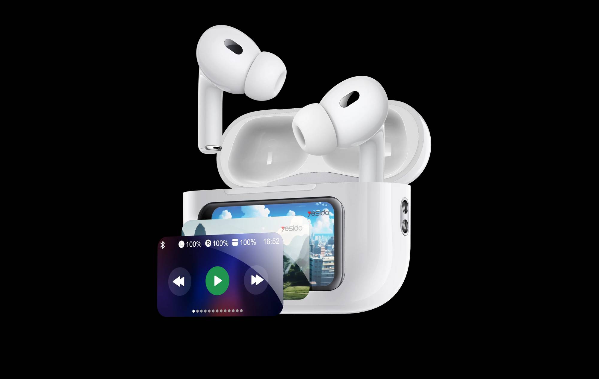 YESIDO TWS Bluetooth Earbuds with LCD Screen - ANC + ENC 20H Battery Life