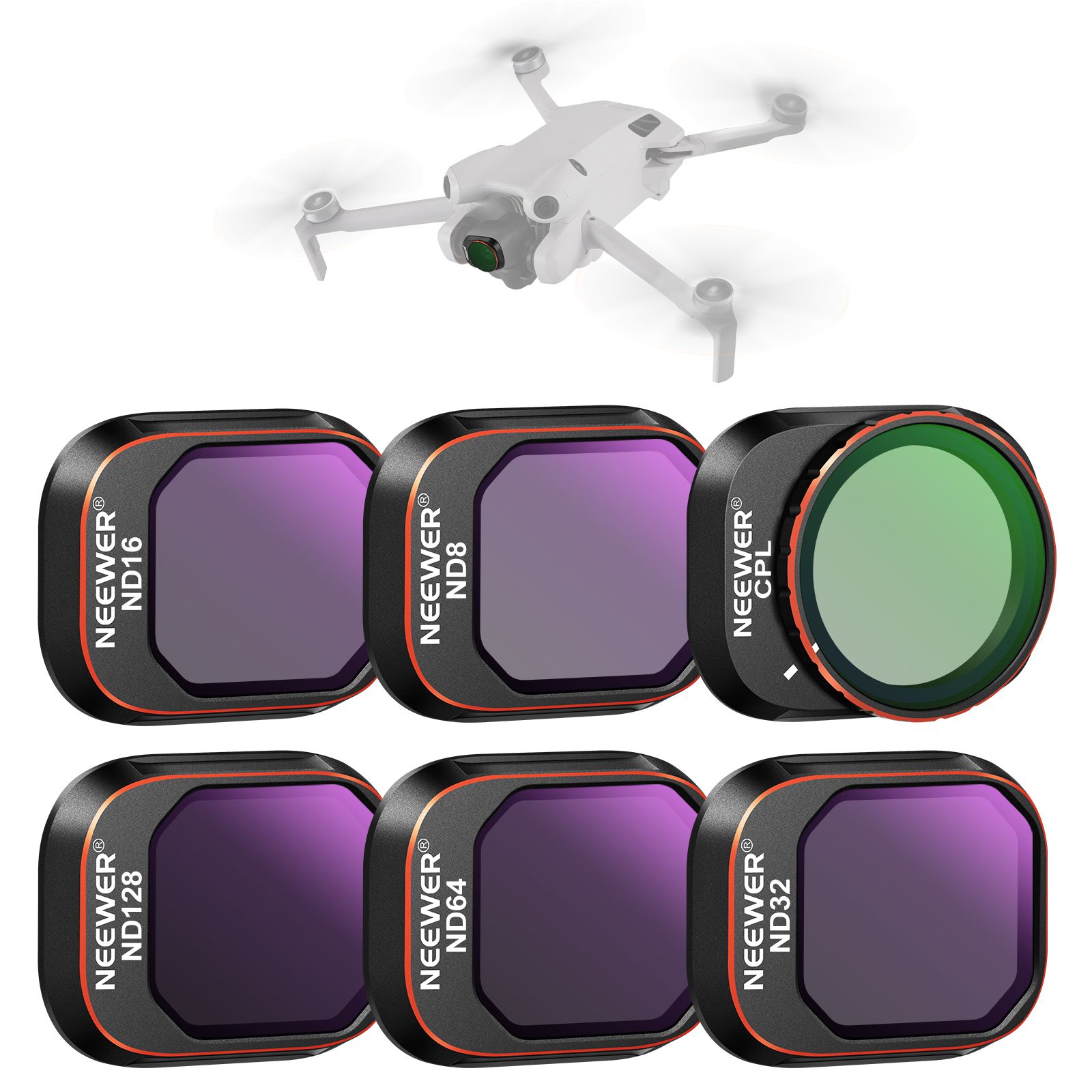 Kit de 6 filtros ND y CPL Neewer con clip para DJI Mini 4 Pro