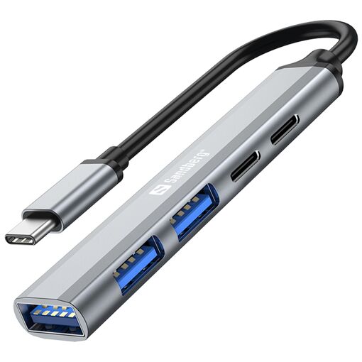Hub y adaptador Sandberg USB-C - 5000 Mbit/s, Gris