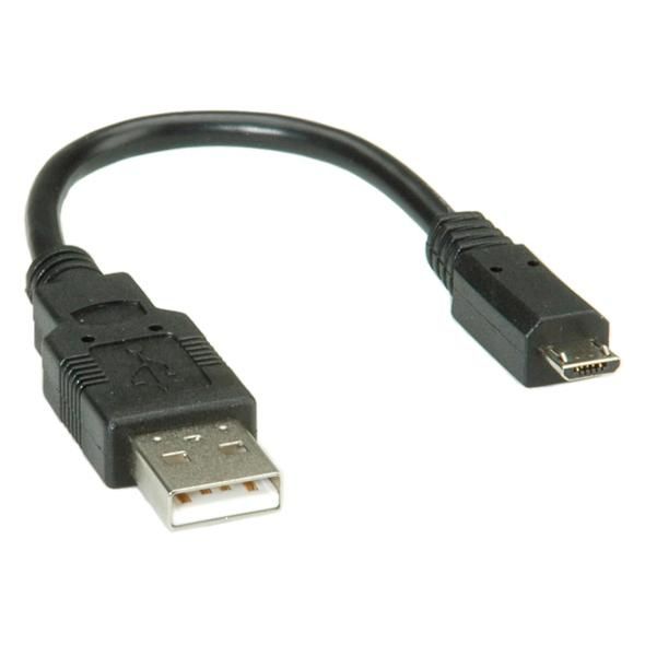 Roline USB 2.0 Cable, Type A Male to Micro B Male, 0.15m