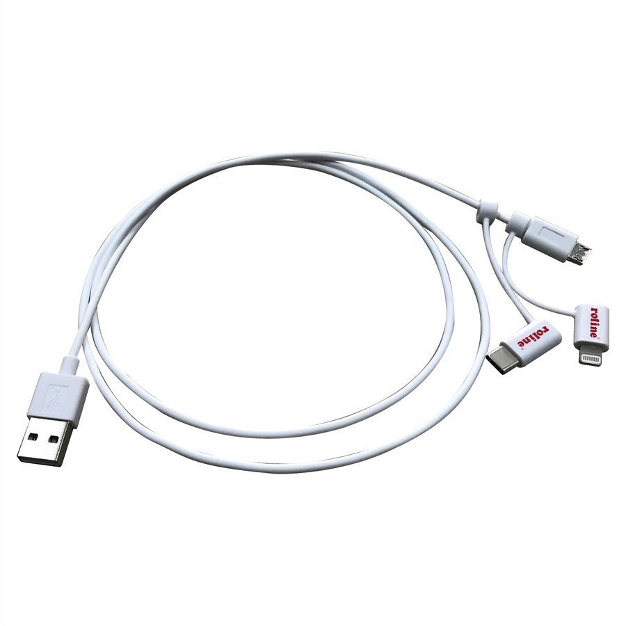 Cable USB Roline 1 m USB 2.0 A - Micro B Blanco