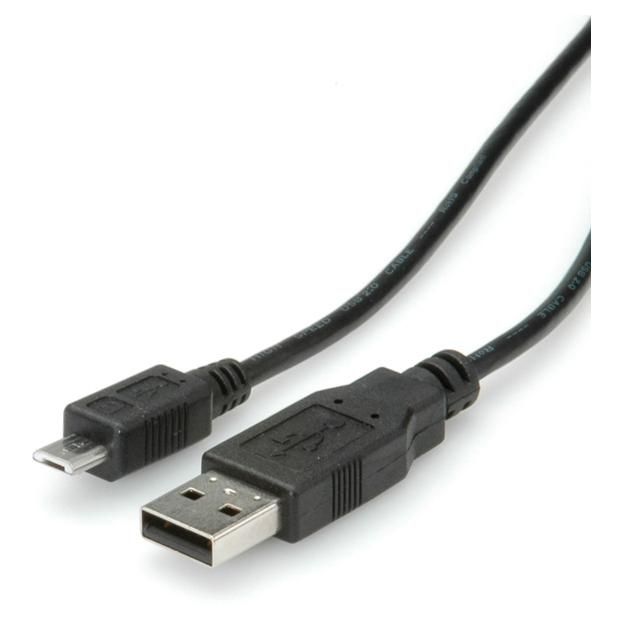 Roline USB 2.0 Cable, Type A Male - Micro B Male, 3m
