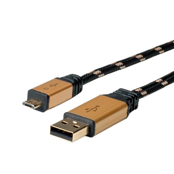 Roline Gold USB 2.0 Cable, USB A Male - Micro USB B Male 1.8m