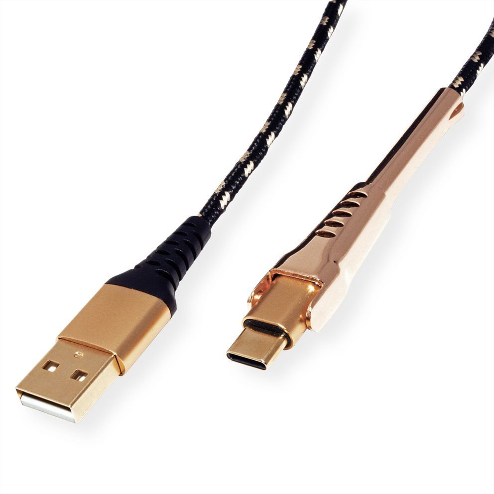 Roline 1m USB 2.0 Cable A to C, Black/Gold