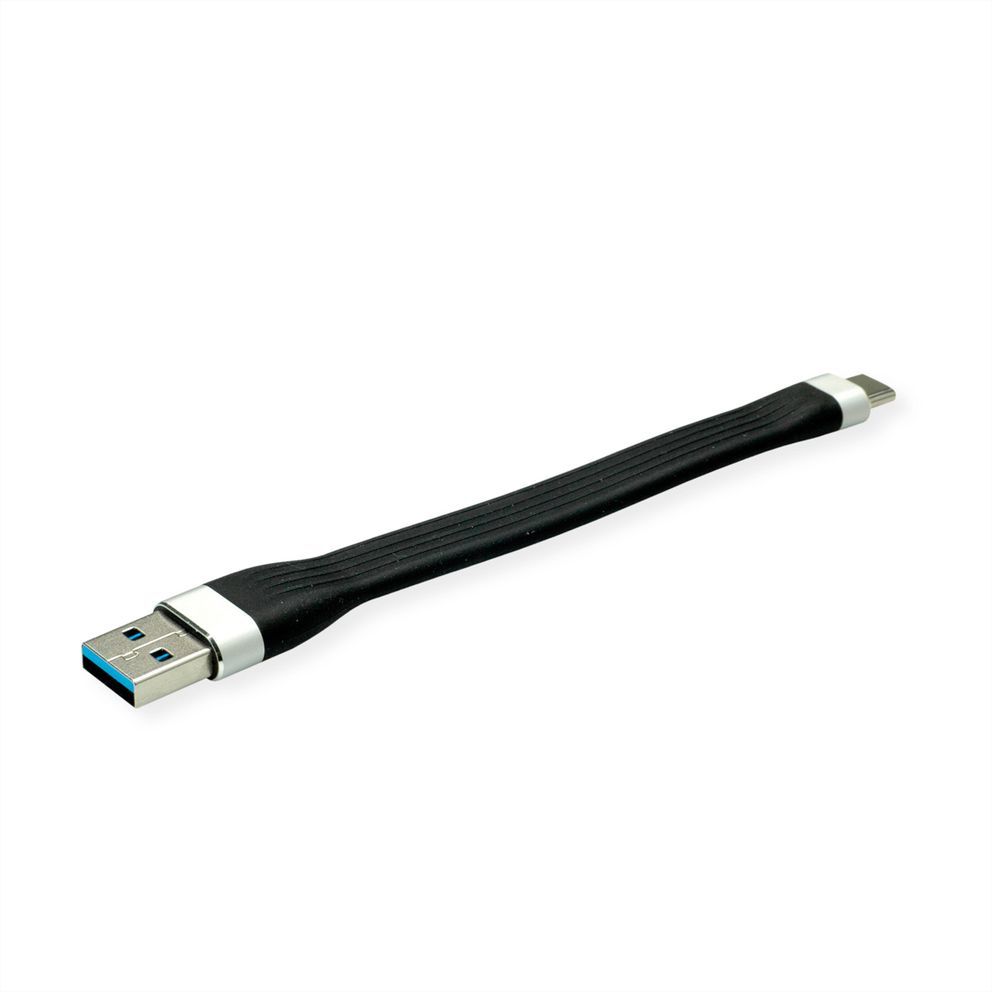 Roline USB 3.2 Gen 1 Cable - 0.33ft, Type-C to Type-A, Black