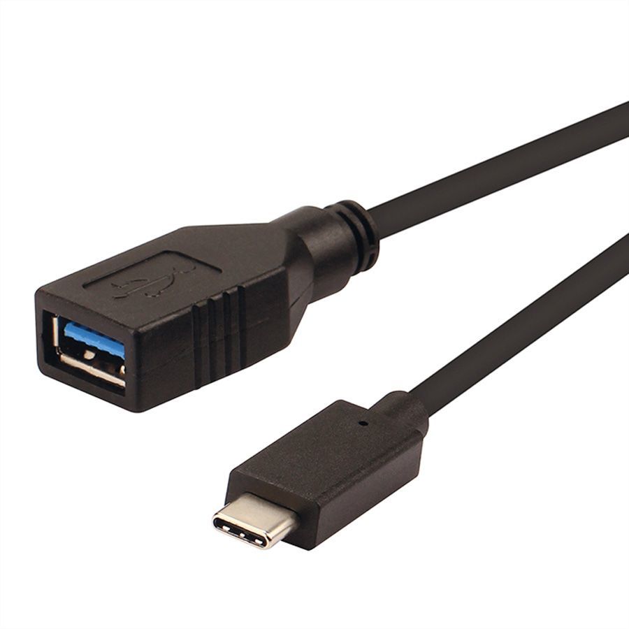 Roline USB 3.2 Gen 2 Cable - 0.15m, Type C to A, Black