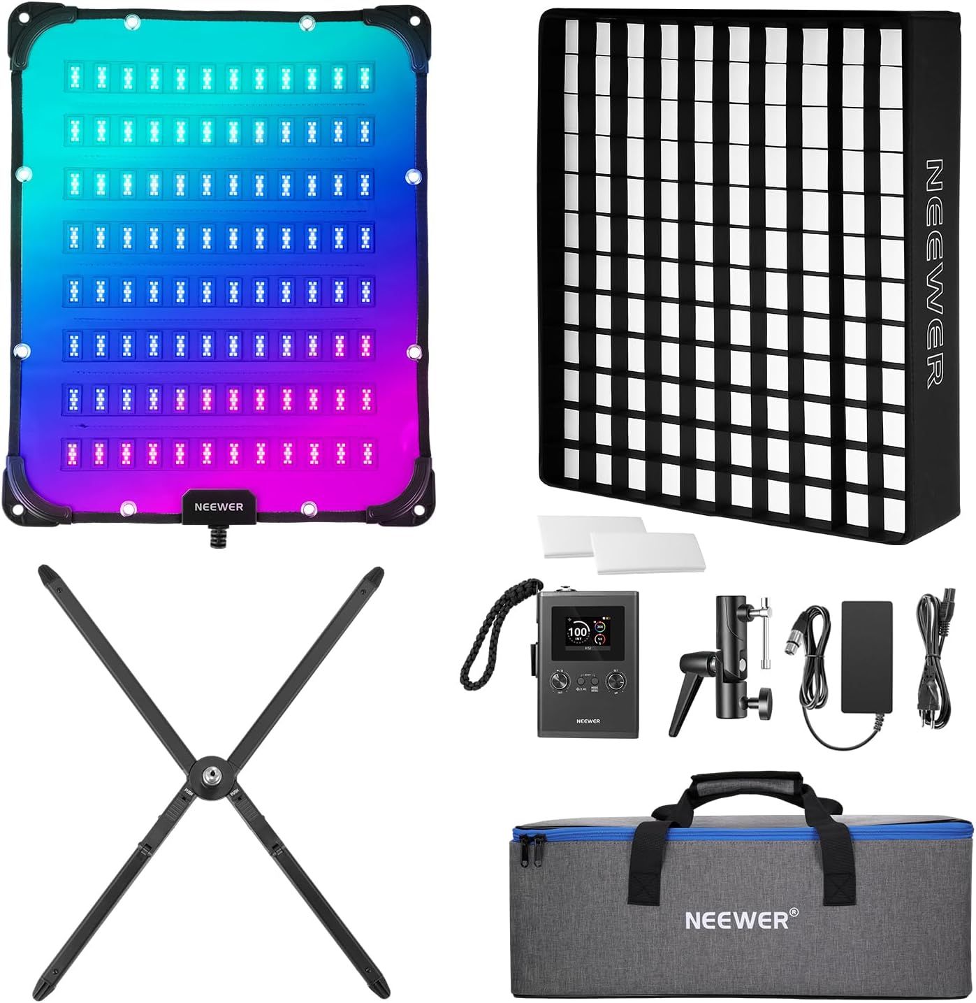 Neewer 115W LED Video Light Kit with Softbox, RGB Studio Light