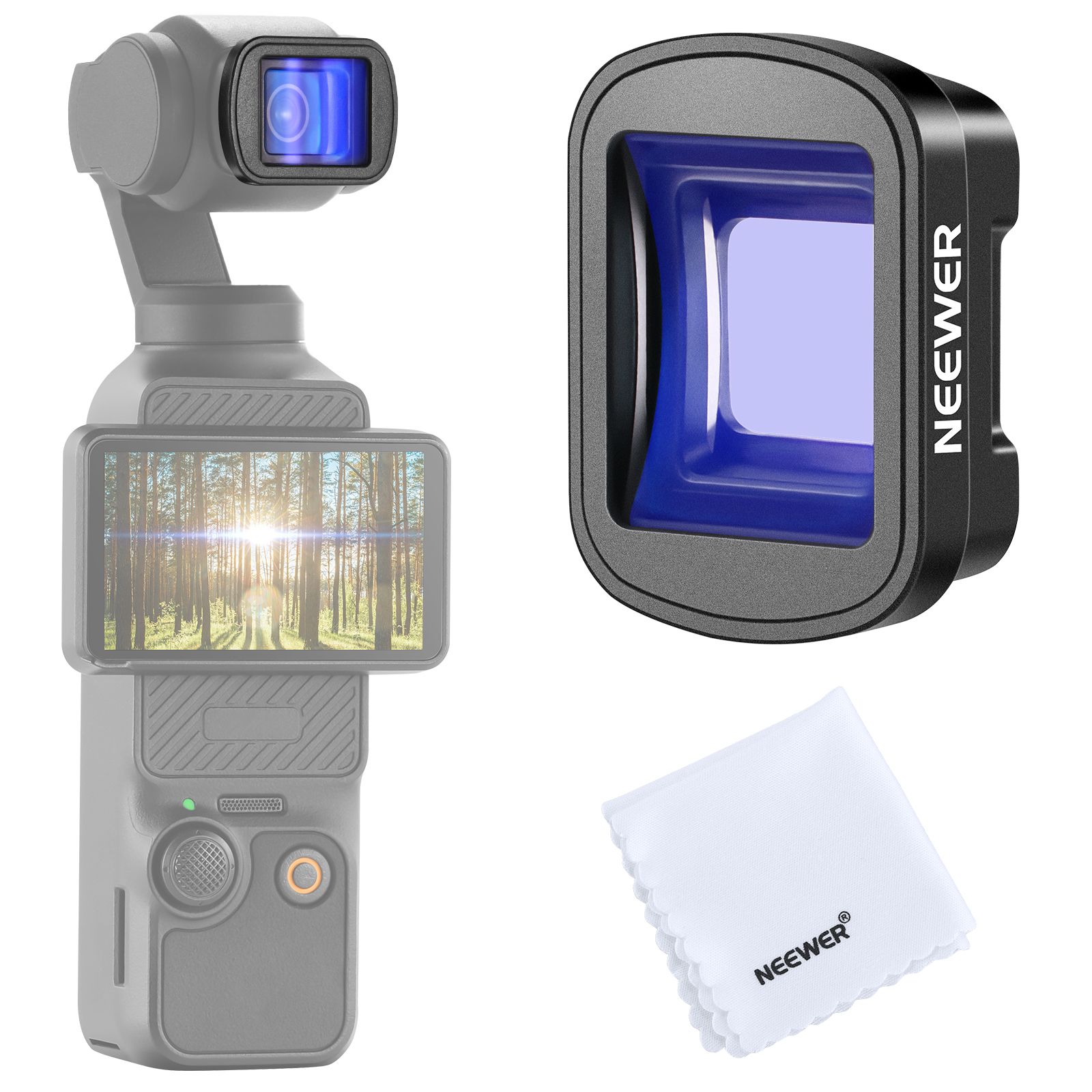 Neewer 1.2x Anamorphic Lens, Blue - Compatible with DJI Osmo Pocket 3 and Accessories Creator Combo