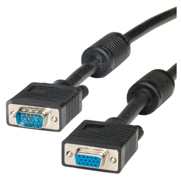 Roline HD15 M/F Coaxial Cable with Ferrite Cores, 6m