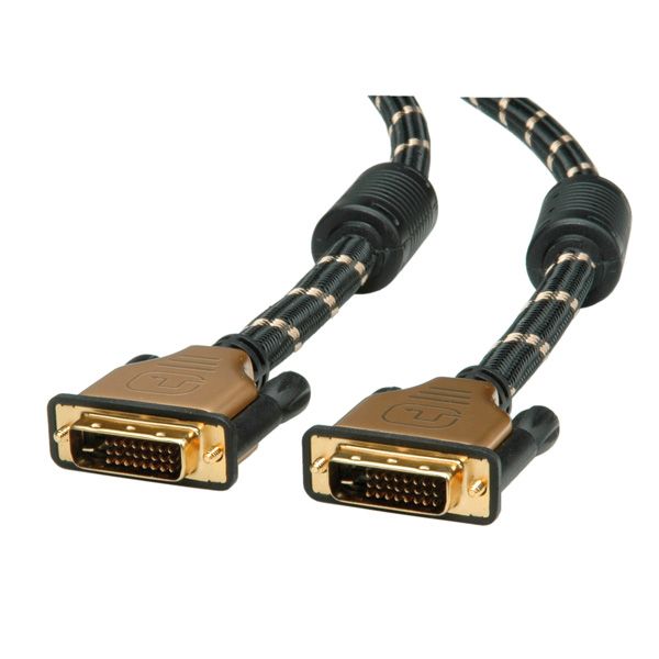 Cable Roline Dorado DVI, Doble Conexión, 1 m