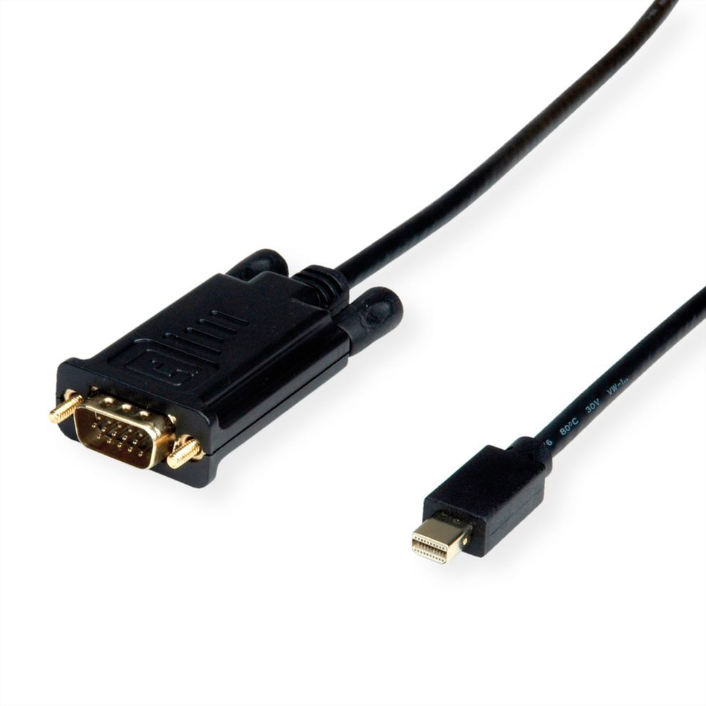 Roline 2m VGA to Mini DisplayPort Cable and Adapter, Black