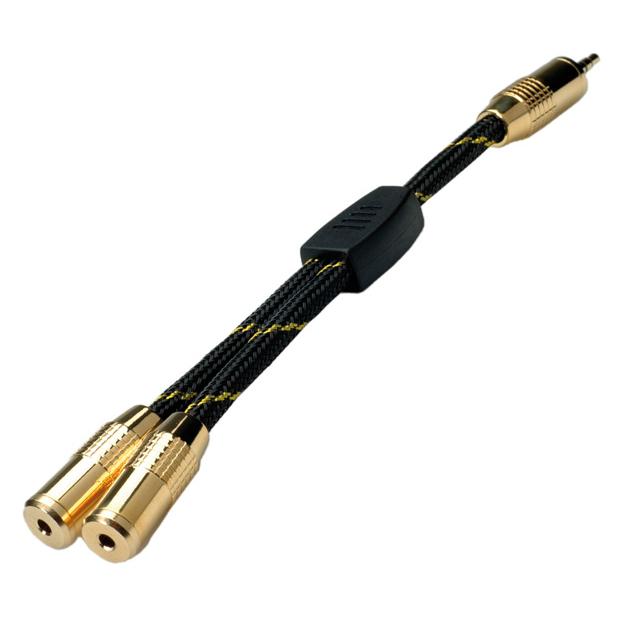Adaptador estéreo Roline Oro 3,5 mm (1x M, 2x F) 0,15 m