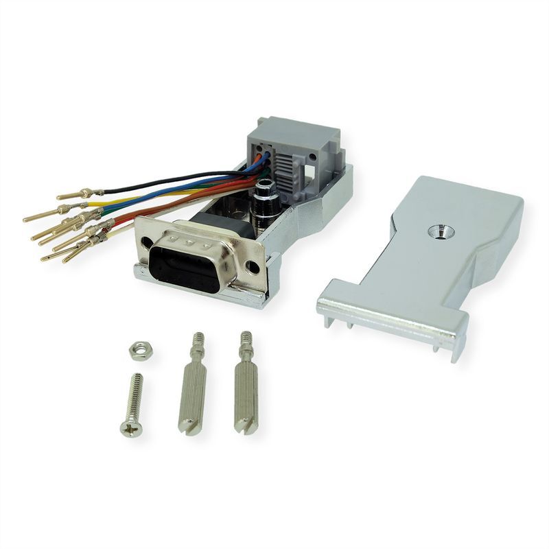 Roline DB9 Male to RJ45 Female Adapter, 8P 8C