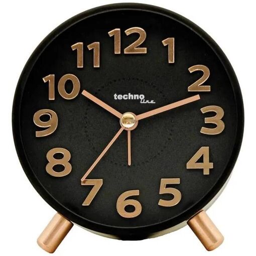 Techno Line ModellF Quartz Alarm Clock, Black