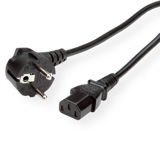 Cable eléctrico Roline Negro, CEE7/7 a IEC C13, 0,8 m, 250 V, 10 A