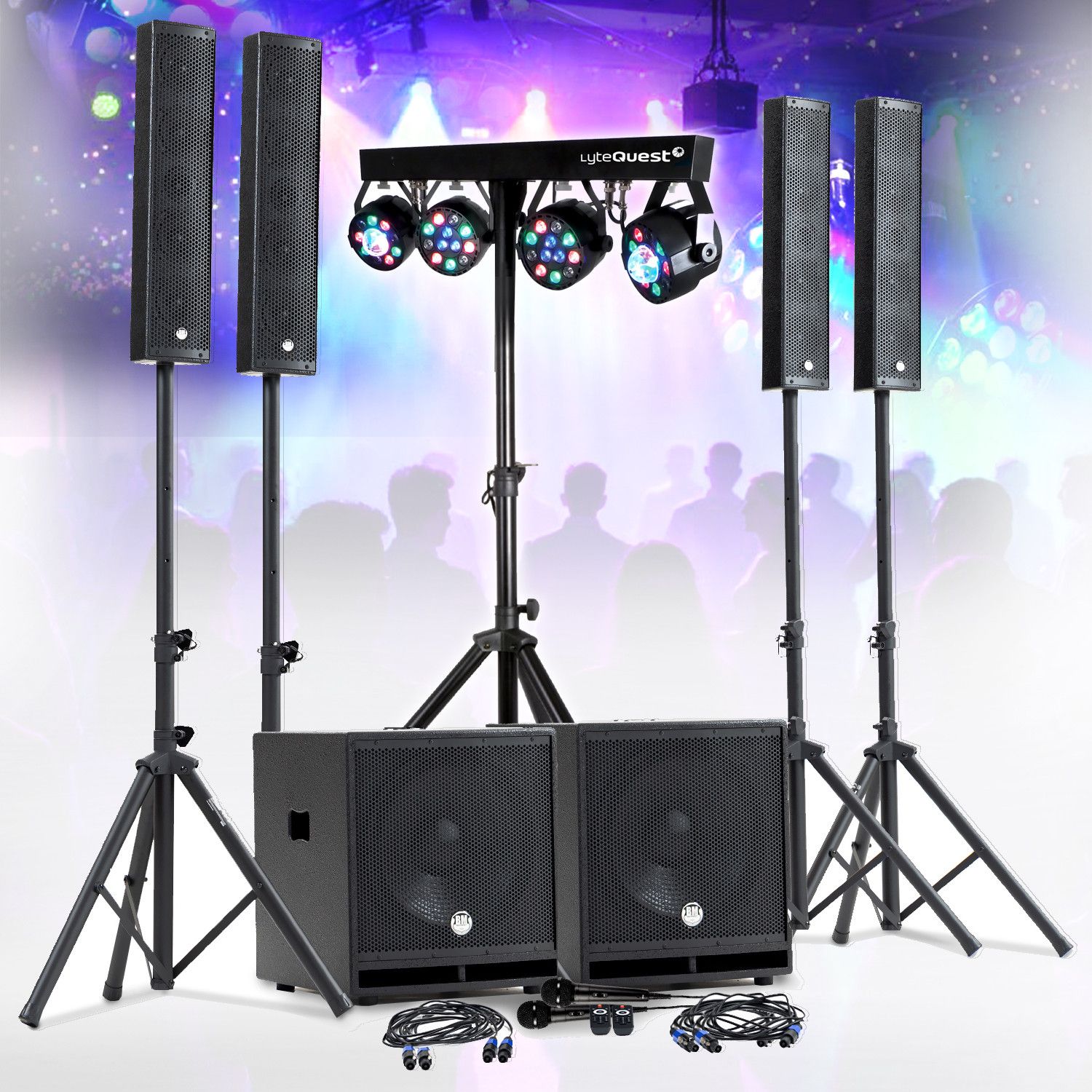 Bm Sonic SONO PRO Complet 2400W DJ Sound System with 4 Satellite Speakers and 2 38cm Subwoofers