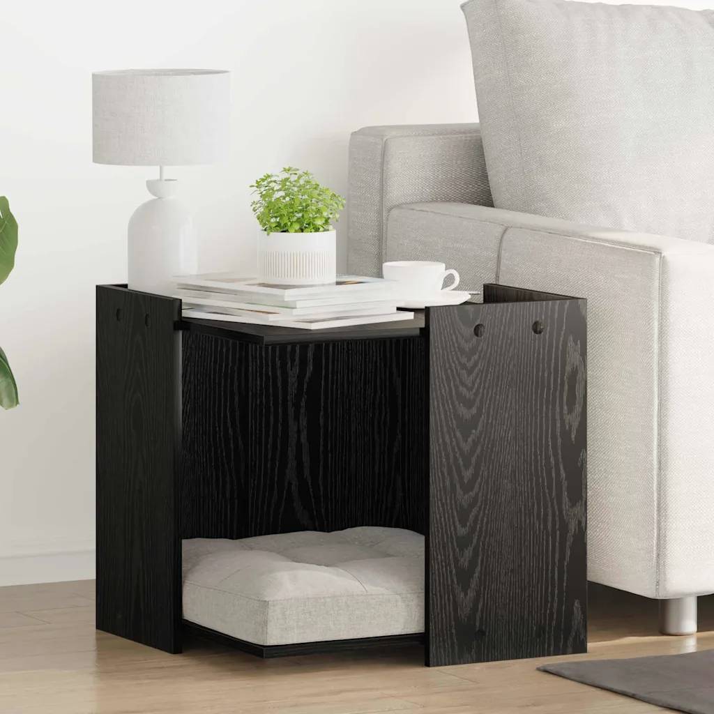 VIDAXL Cat Litter Box Enclosure, Black Oak