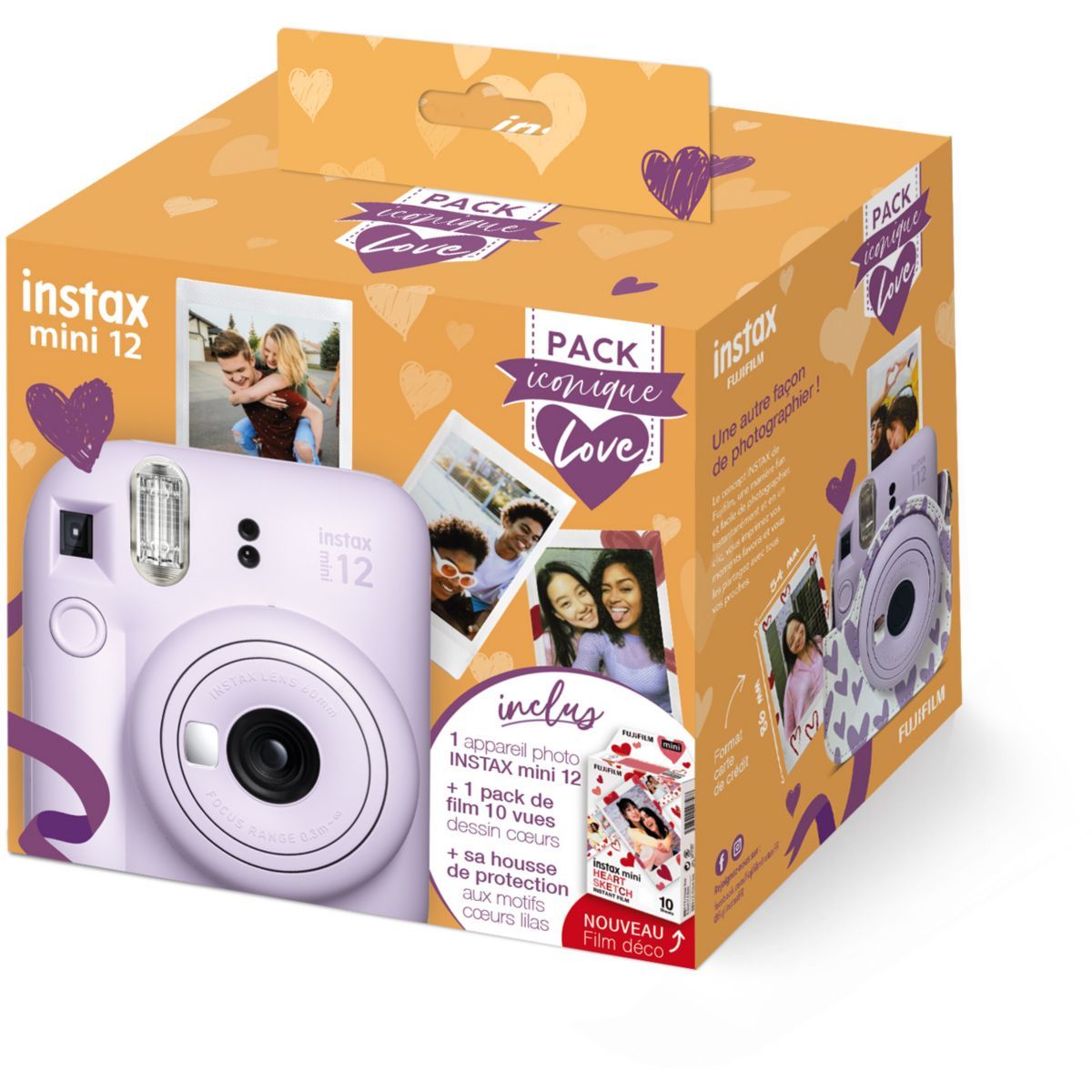 Pack de Cámara Instantánea Fujifilm Intax Mini 12 Amor Íconico Lila
