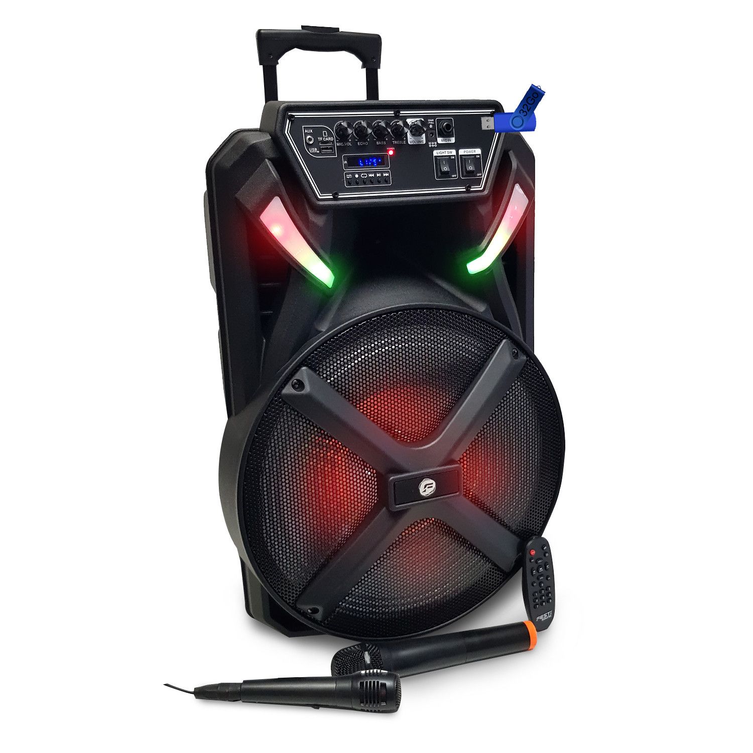 Festisound FESTI15-UHF 15" Active Speaker - 700W, LED Effect, USB SD Bluetooth