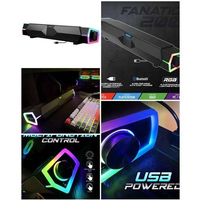 Spirit of Gamer Fanatic 200 Bluetooth Soundbar - 6W RMS, 3D Sound, USB & Bluetooth Connectivity