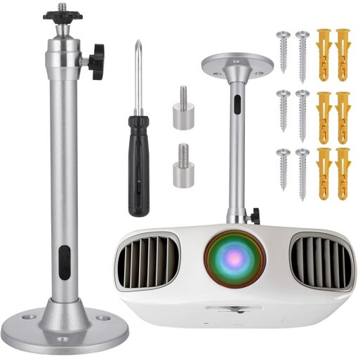 Soporte de proyector techo universal Zocipro, soporte de proyección giratorio de 360°, capacidad de carga máxima 5 kg (220 mm, plata)