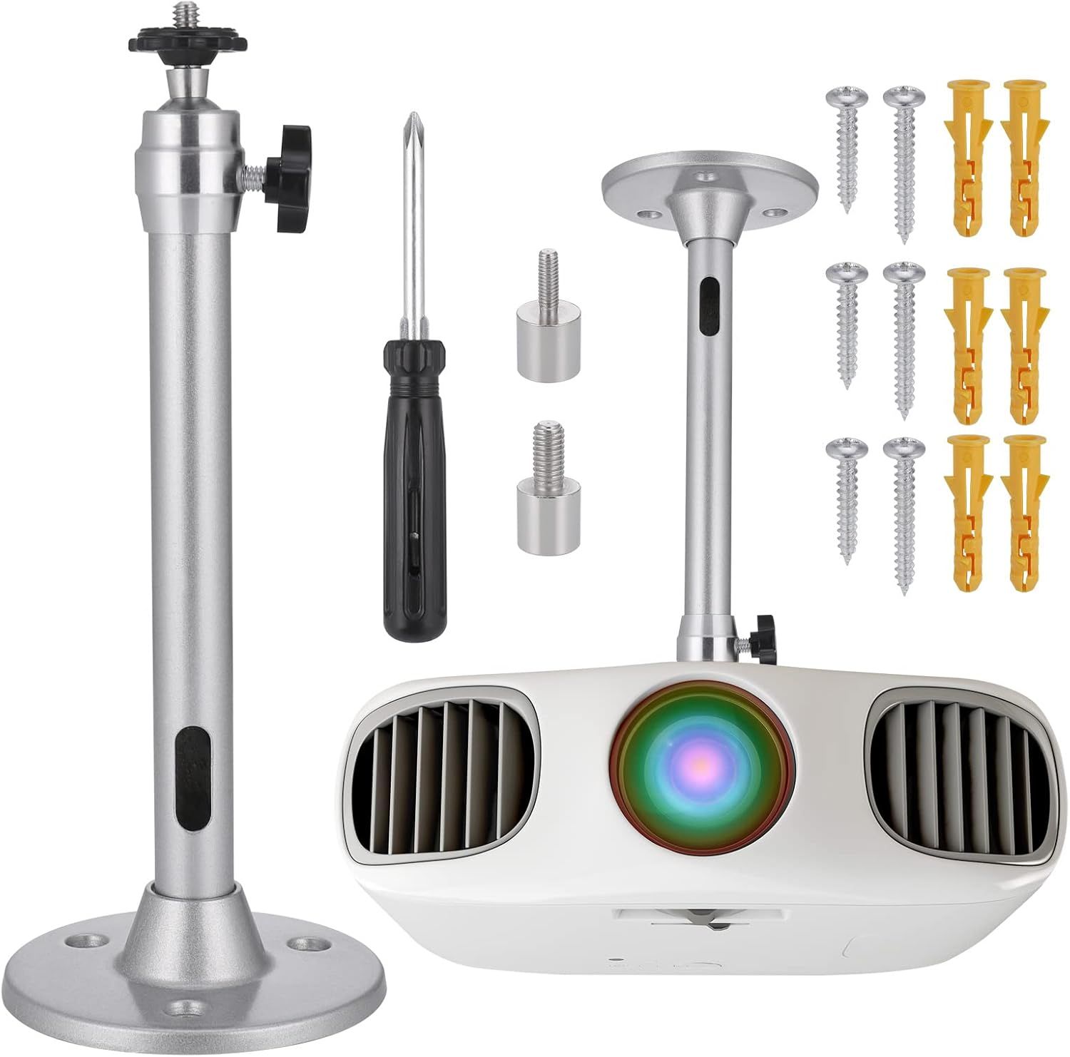 Soporte de proyector techo universal Zocipro, soporte de proyección giratorio de 360°, capacidad de carga máxima 5 kg (220 mm, plata)