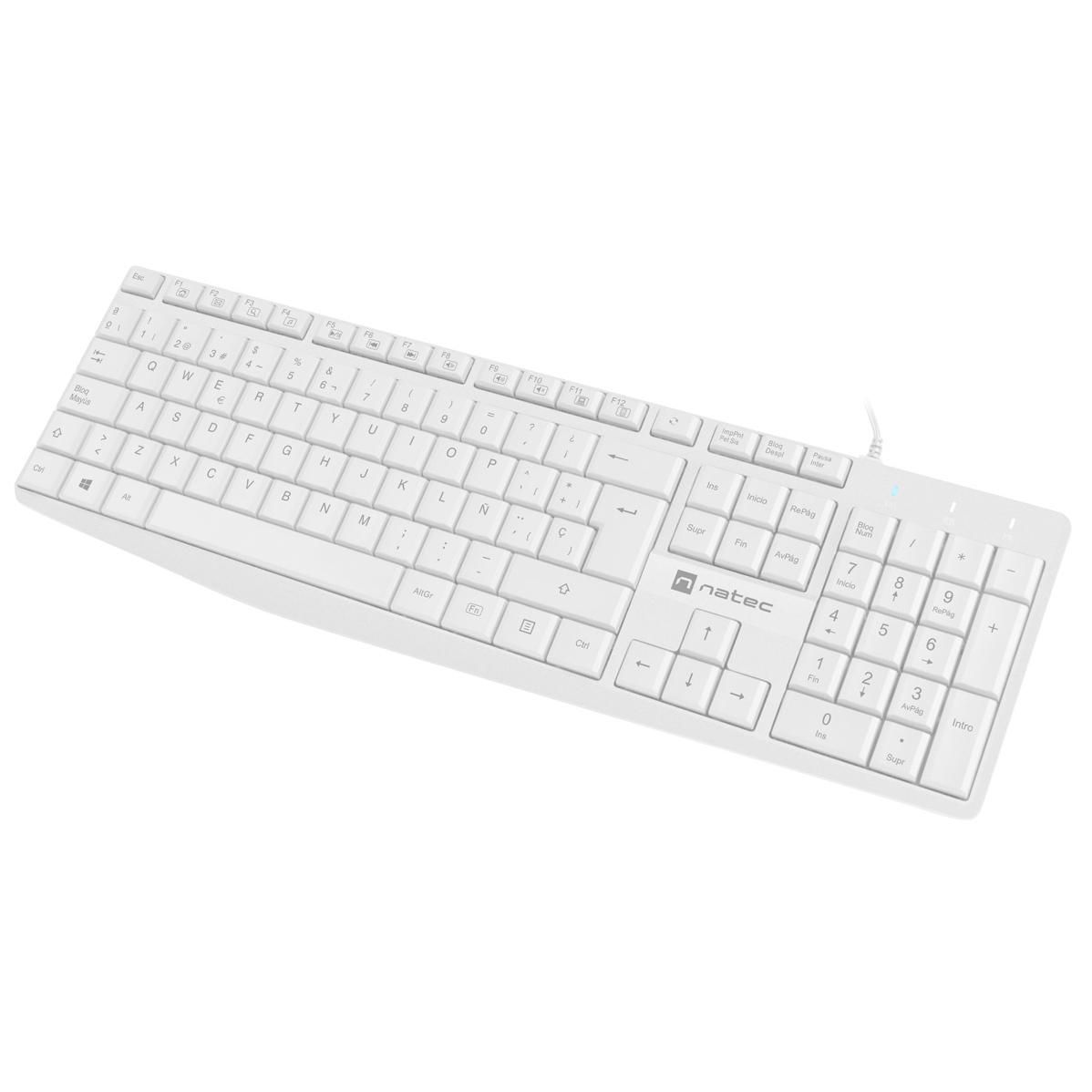 Natec Universal USB Keyboard with Spanish QWERTY Layout - White (NKL-1949)