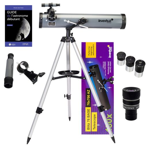 Levenhuk Blitz 76 BASE Telescope Kit with Zoom, Starter Guide and Accessories