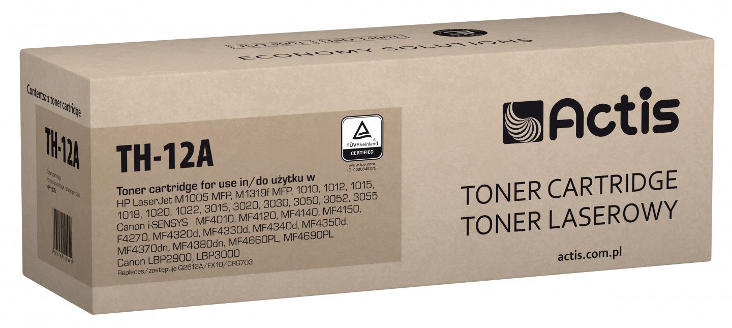 Actis TH-12A Toner Cartridge (HP 12A Q2612A Compatible, Canon FX-10, CRG-703)