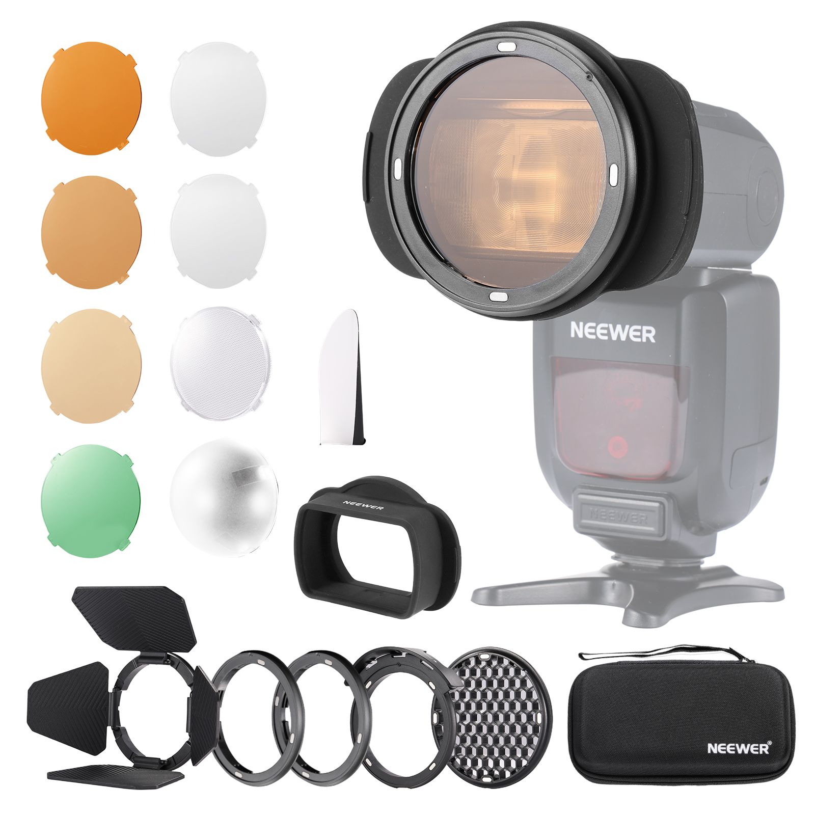 Neewer Silicone Adapter Ring for Square Flash Head with Magnetic Accessory for Round Flash Kit Gel Color for Z880 Z760 NW760 NW700 NW620 NW635II TT560 Speedlite