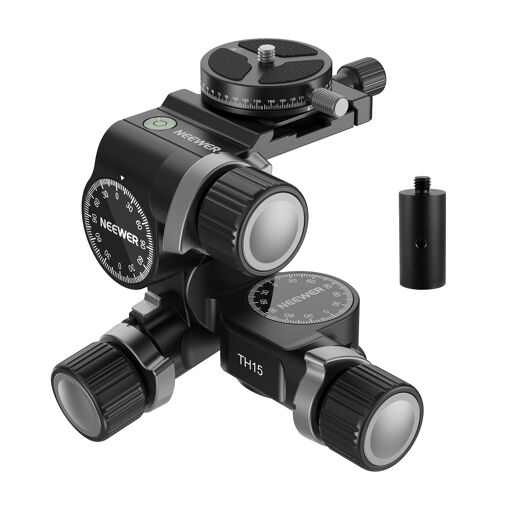Neewer 3-Way Head with Panoramic Plate Arca QR 360°, Millimetric Micro Adjustment, 3-Axis Pan Head with Aluminum Alloy and Quick Release Switch Double