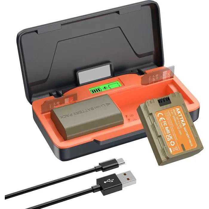 UNDERSCORE NP-FZ100 3000mAh Battery (2 Pack) + 20W Charger for Sony A7/A9/FX3, LCD Screen, SD Organizer