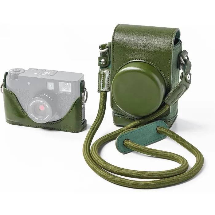 SMALLRIG Leather Case for Fujifilm X-Half, Vintage Half Case, Card Pocket, Woven Shoulder Strap - 5220