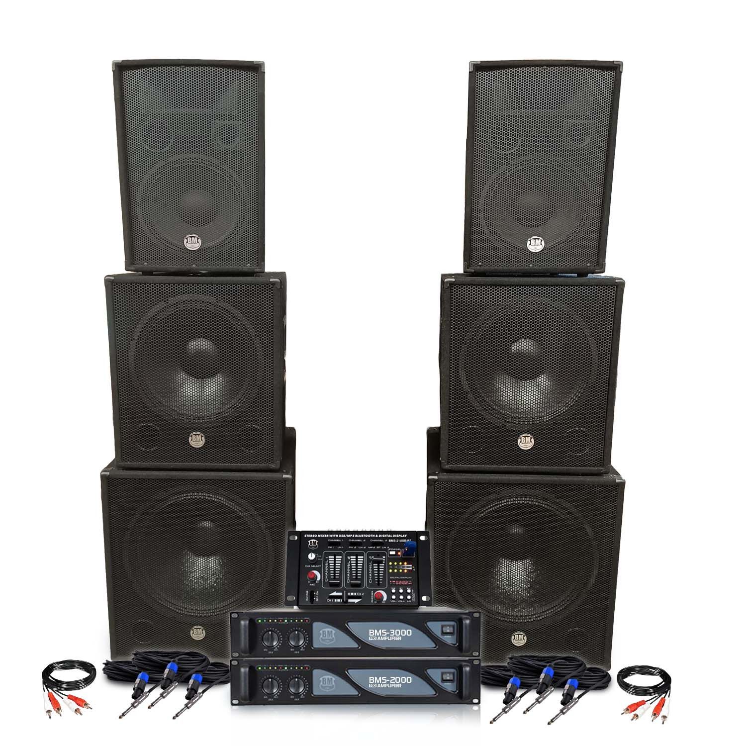 Bm Sonic Double Tour Sound Amplified 5000W DJ Mixing Table with Bluetooth and Cablings