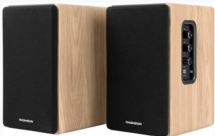 Thomson Speaker Set - 2 Speakers - Black and Wood