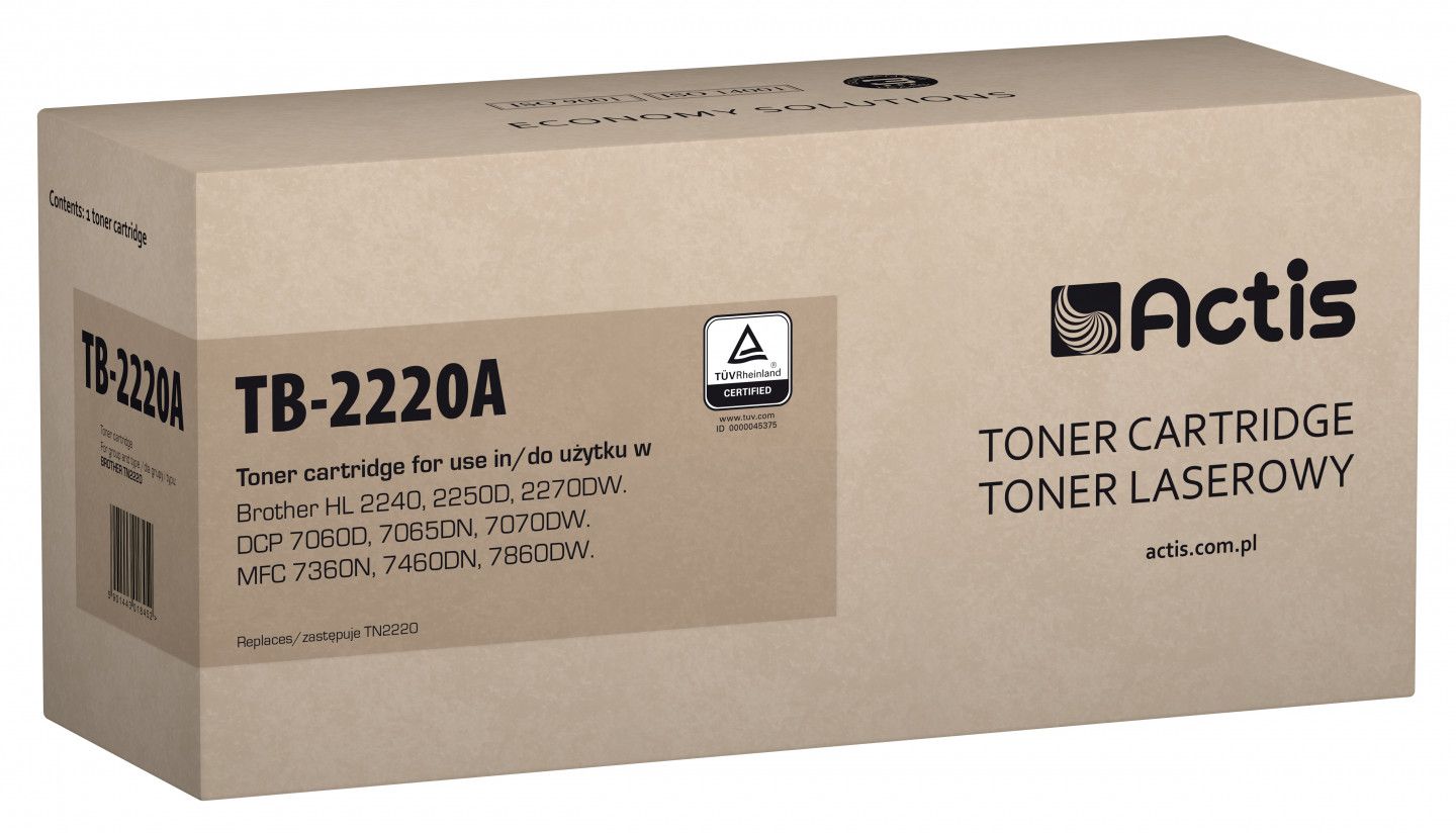 Actis Black Toner Cartridge TB-2220A (Brother TN-2220 Replacement)