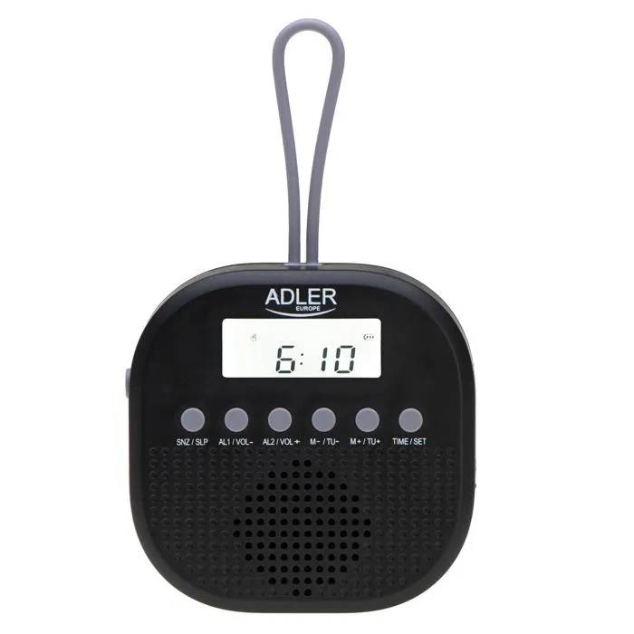 Adler Bath Radio AD 1912 - Waterproof IPX4 - FM 87.5-108 MHz - Dual Alarm Clock with LCD Display