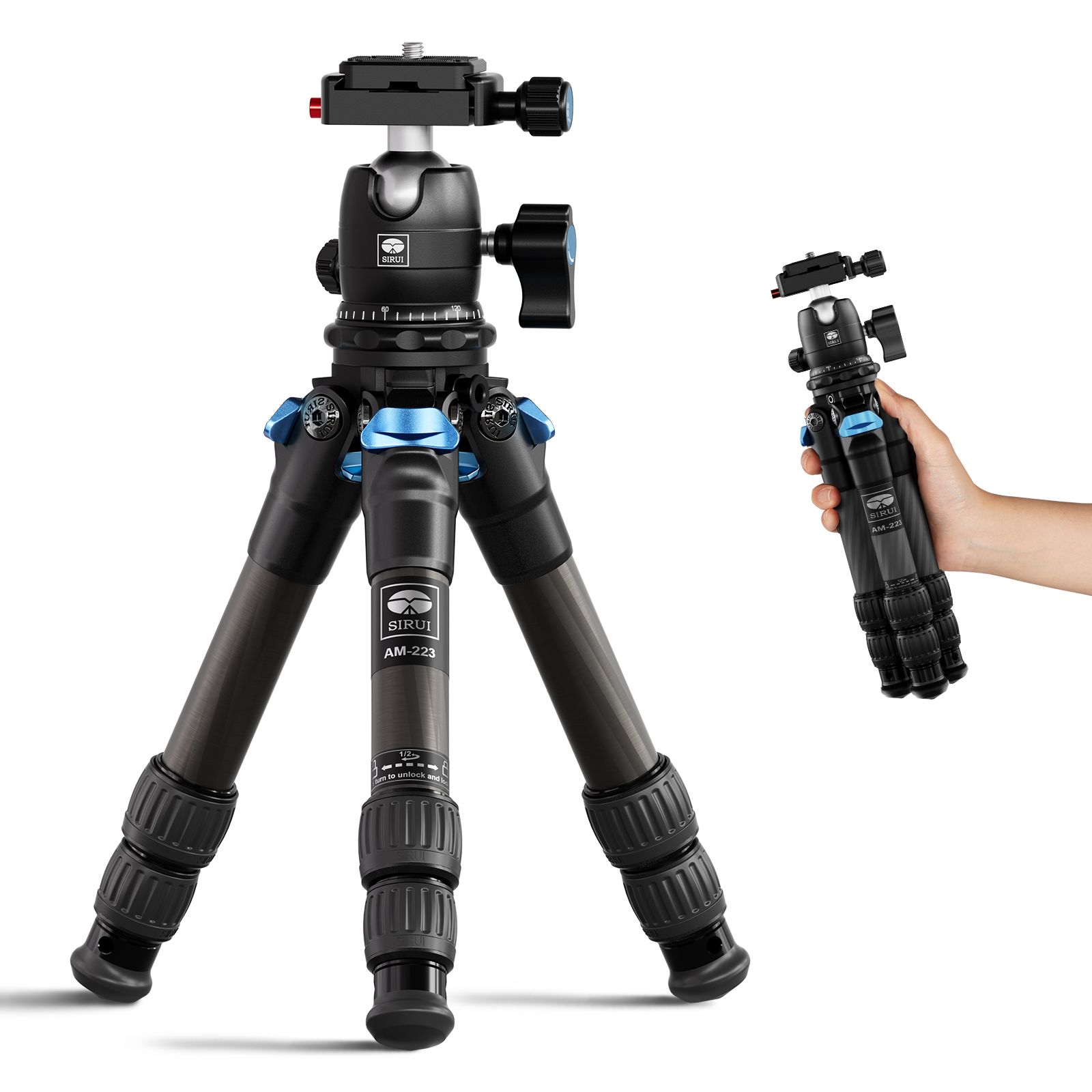 Sirui AM-223+B-00K Carbon Fiber Mini Tripod with Arca-Swiss Ball Head