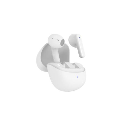 Auriculares inalámbricos FUZE - Bluetooth 5.4, batería integrada de 30 mAh + caso de carga de 300 mAh, micrófono integrado, blanco
